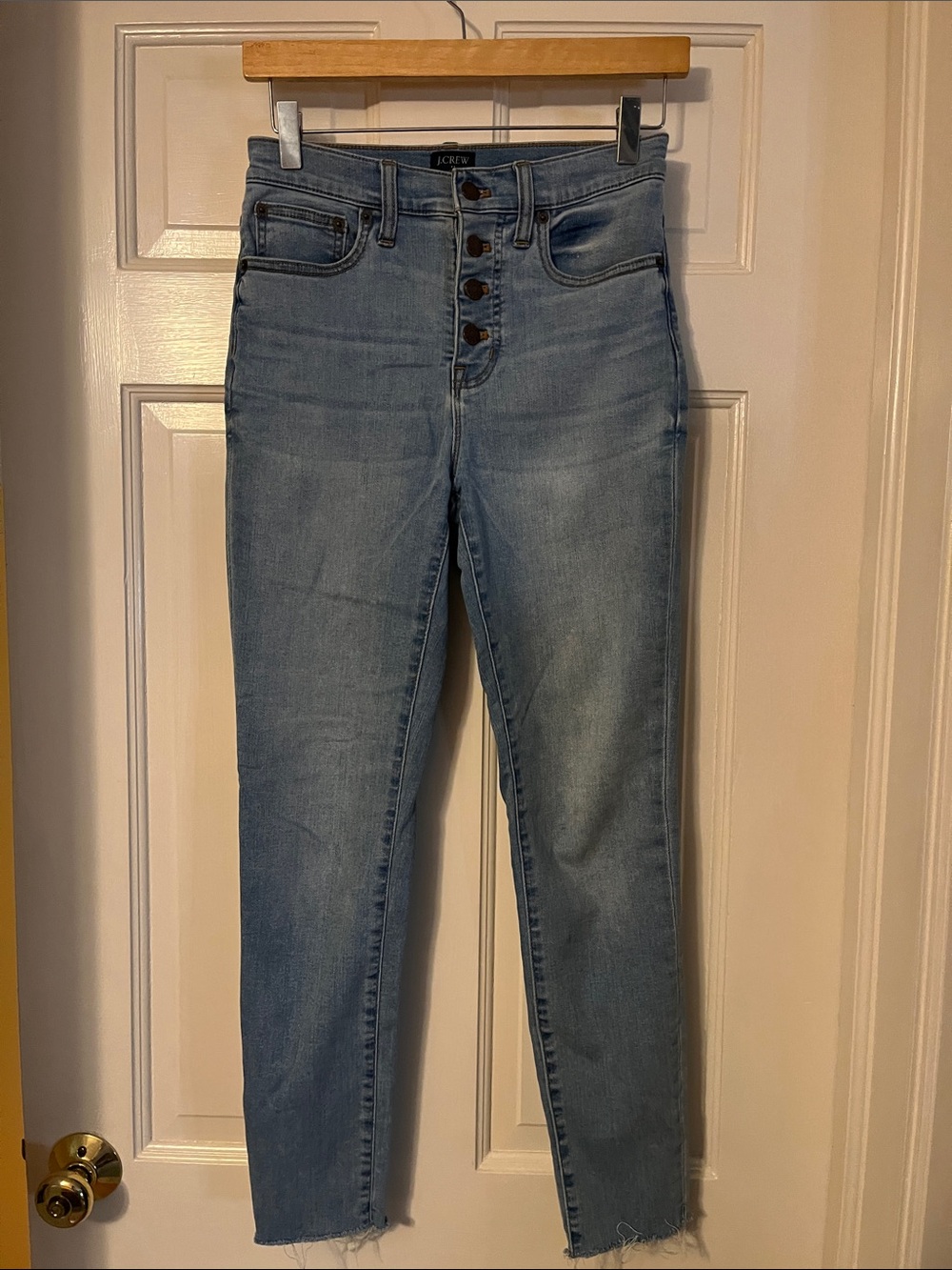 J. Crew High-Rise Light Wash Button-Fly Skinny Jeans